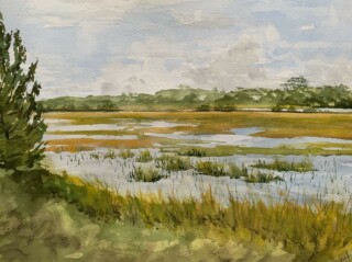 Florida wetlands watercolor painting.